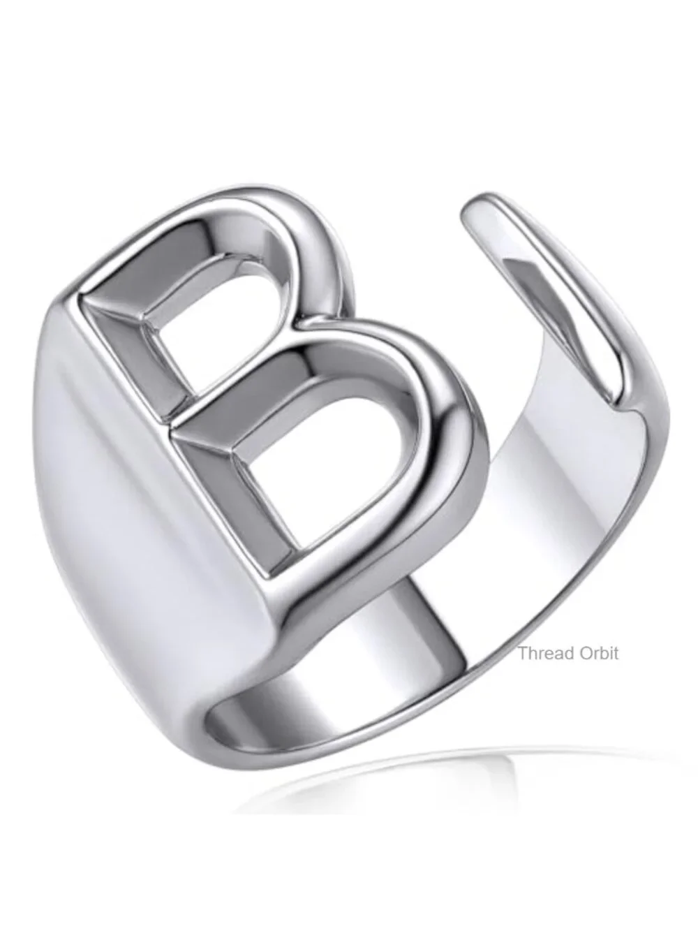 Adjustable Gold Initial Ring, Statement Chunky Open Ring for Women,
